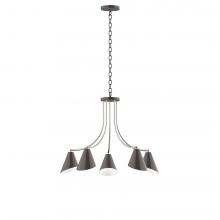 Montclair Light Works CHN415-51-96-L10 - 5-Light J-Series Chandelier, Architectural Bronze with Brushed Nickel Accents