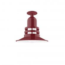 Montclair Light Works FMB148-55-G07 - Atomic 12&#34; Flush Mount Light with Frosted Glass in Barn Red