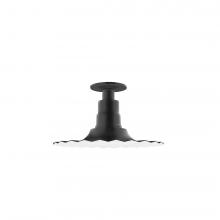 Montclair Light Works FMB158-41-G06 - 12&#34; Radial shade, Flush Mount Light ceiling light with Frosted Glass and cast guard, Black