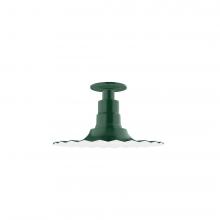 Montclair Light Works FMB158-42-G06 - 12&#34; Radial shade, Flush Mount Light ceiling light with Frosted Glass and cast guard, Forest Gree