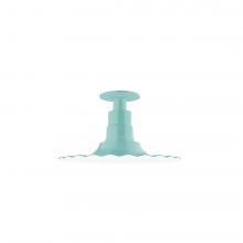 Montclair Light Works FMB158-48-G06 - 12&#34; Radial shade, Flush Mount Light ceiling light with Frosted Glass and cast guard, Sea Green