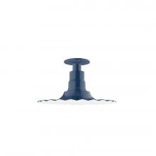 Montclair Light Works FMB158-50-G06 - 12&#34; Radial shade, Flush Mount Light ceiling light with Frosted Glass and cast guard, Navy