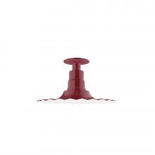 Montclair Light Works FMB158-55-G05 - 12&#34; Radial shade, Flush Mount Light ceiling light with clear glass and cast guard, Barn Red