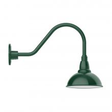 Montclair Light Works GNA105-42-W08-L10 - 8&#34; Cafe shade, LED Gooseneck Wall Mount with wire grill, Forest Green