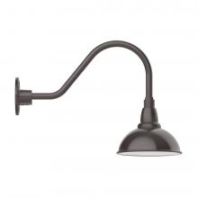 Montclair Light Works GNA105-51-W08-L10 - 8&#34; Cafe shade, LED Gooseneck Wall Mount with wire grill, Architectural Bronze