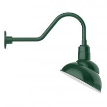 Montclair Light Works GNB121-42-S03-L12 - 12&#34; Emblem shade LED Gooseneck Wall Mount with swivel, Forest Green