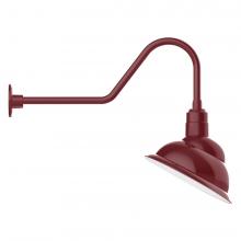 Montclair Light Works GNC122-55-B01-L13 - 14&#34; Emblem shade LED Gooseneck Wall mount, decorative canopy cover, Barn Red