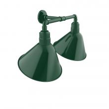 Montclair Light Works GNR104-42-L13 - Angle 14&#34; 2-Light LED Straight Arm Wall Light in Forest Green