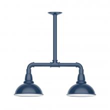 Montclair Light Works MSB105-50-T30-L10 - 8&#34; Cafe shade, 2-light LED Stem Hung Pendant, Navy