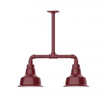 Montclair Light Works MSB180-55-T36-L10 - 8&#34; Warehouse shade, 2-light LED Stem Hung Pendant, Barn Red