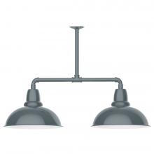 Montclair Light Works MSD108-40-T30-L13 - 16&#34; Cafe shade, 2-light LED Stem Hung Pendant, Slate Gray