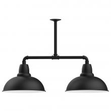 Montclair Light Works MSD108-41-T30-L13 - 16&#34; Cafe shade, 2-light LED Stem Hung Pendant, Black