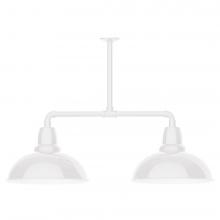 Montclair Light Works MSD108-44-T30-L13 - 16&#34; Cafe shade, 2-light LED Stem Hung Pendant, White