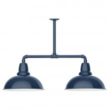 Montclair Light Works MSD108-50-T36-L13 - 16&#34; Cafe shade, 2-light LED Stem Hung Pendant, Navy