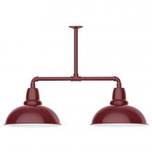 Montclair Light Works MSD108-55-T36-L13 - 16&#34; Cafe shade, 2-light LED Stem Hung Pendant, Barn Red