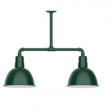 Montclair Light Works MSD116-42-T48-L12 - 12&#34; Deep Bowl shade, 2-light LED Stem Hung Pendant, Forest Green