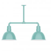 Montclair Light Works MSD116-48-T48-L12 - 12&#34; Deep Bowl shade, 2-light LED Stem Hung Pendant, Sea Green