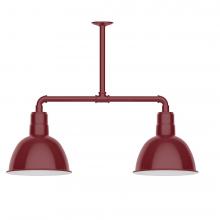 Montclair Light Works MSD116-55-T48-L12 - 12&#34; Deep Bowl shade, 2-light LED Stem Hung Pendant, Barn Red