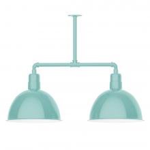 Montclair Light Works MSD117-48-T48-L13 - 16&#34; Deep Bowl shade, 2-light LED Stem Hung Pendant, Sea Green