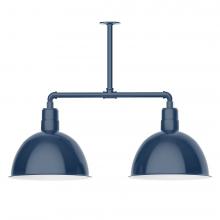 Montclair Light Works MSD117-50-T48-L13 - 16&#34; Deep Bowl shade, 2-light LED Stem Hung Pendant, Navy