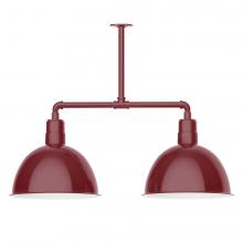 Montclair Light Works MSD117-55-L13 - 16&#34; Deep Bowl shade, 2-light LED Stem Hung Pendant, Barn Red