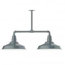 Montclair Light Works MSD184-40-T48-L13 - 16&#34; Warehouse shade, 2-light LED Stem Hung Pendant, Slate Gray