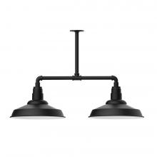 Montclair Light Works MSD184-41-T48-L13 - 16&#34; Warehouse shade, 2-light LED Stem Hung Pendant, Black