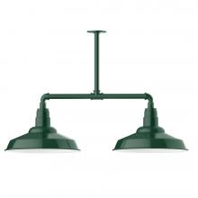 Montclair Light Works MSD184-42-T48-L13 - 16&#34; Warehouse shade, 2-light LED Stem Hung Pendant, Forest Green