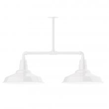 Montclair Light Works MSD184-44-T48-L13 - 16&#34; Warehouse shade, 2-light LED Stem Hung Pendant, White