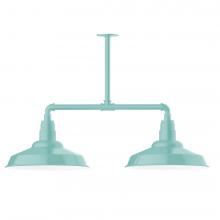 Montclair Light Works MSD184-48-T48-L13 - 16&#34; Warehouse shade, 2-light LED Stem Hung Pendant, Sea Green