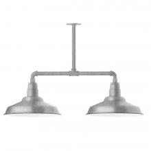 Montclair Light Works MSD184-49-T48-L13 - 16&#34; Warehouse shade, 2-light LED Stem Hung Pendant, Painted Galvanized
