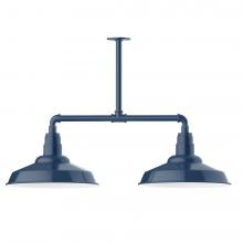 Montclair Light Works MSD184-50-T36-L13 - 16&#34; Warehouse shade, 2-light LED Stem Hung Pendant, Navy