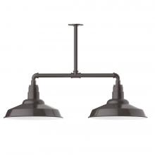 Montclair Light Works MSD184-51-T36-L13 - 16&#34; Warehouse shade, 2-light LED Stem Hung Pendant, Architectural Bronze