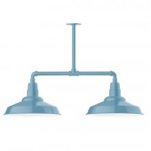 Montclair Light Works MSD184-54-T36-L13 - 16&#34; Warehouse shade, 2-light LED Stem Hung Pendant, Light Blue