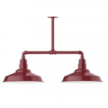 Montclair Light Works MSD184-55-T48-L13 - 16&#34; Warehouse shade, 2-light LED Stem Hung Pendant, Barn Red