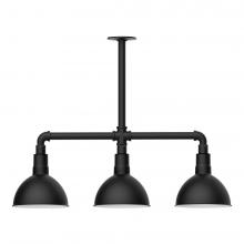 Montclair Light Works MSK114-41-L10 - 8&#34; Deep Bowl shade, 3-light LED Stem Hung Pendant, Black