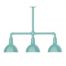 Montclair Light Works MSK114-48-T24-L10 - 8&#34; Deep Bowl shade, 3-light LED Stem Hung Pendant, Sea Green