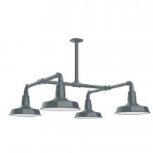 Montclair Light Works MSP181-40-T30-L12 - 10&#34; Warehouse shade, 4-light LED Stem Hung Pendant, Slate Gray