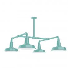 Montclair Light Works MSP181-48-T36-L12 - 10&#34; Warehouse shade, 4-light LED Stem Hung Pendant, Sea Green