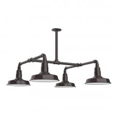 Montclair Light Works MSP181-51-T36-L12 - 10&#34; Warehouse shade, 4-light LED Stem Hung Pendant, Architectural Bronze