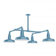 Montclair Light Works MSP181-54-T36-L12 - 10&#34; Warehouse shade, 4-light LED Stem Hung Pendant, Light Blue