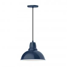 Montclair Light Works PEB106-50-L12 - 12&#34; Cafe shade, LED Pendant with black cord and canopy, Navy