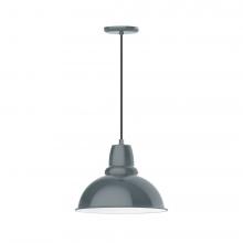 Montclair Light Works PEB107-40-C21-L13 - 14&#34; Cafe shade, LED Pendant with white cord and canopy, Slate Gray