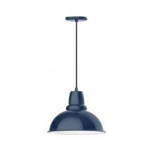 Montclair Light Works PEB107-50-C21-L13 - 14&#34; Cafe shade, LED Pendant with white cord and canopy, Navy