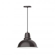 Montclair Light Works PEB107-51-L13 - 14&#34; Cafe shade, LED Pendant with black cord and canopy, Architectural Bronze