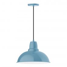 Montclair Light Works PEB108-54-L13 - 16&#34; Cafe shade, LED Pendant with black cord and canopy, Light Blue