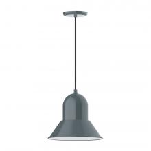 Montclair Light Works PEB123-40-C22-L12 - 12&#34; Prima shade, LED Pendant with white and gray dot fabric cord and canopy, Slate Gray