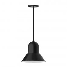 Montclair Light Works PEB123-41-C04-L12 - 12&#34; Prima shade, LED Pendant with black and white houndstooth fabric cord and canopy, Black