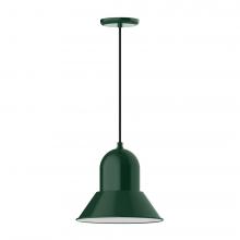 Montclair Light Works PEB123-42-C02-L12 - 12&#34; Prima shade, LED Pendant with black solid fabric cord and canopy, Forest Green