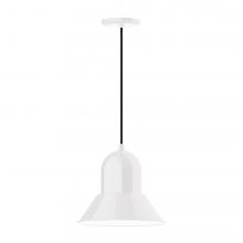 Montclair Light Works PEB123-44-C27-L12 - 12&#34; Prima shade, LED Pendant with neutral argyle fabric cord and canopy, White